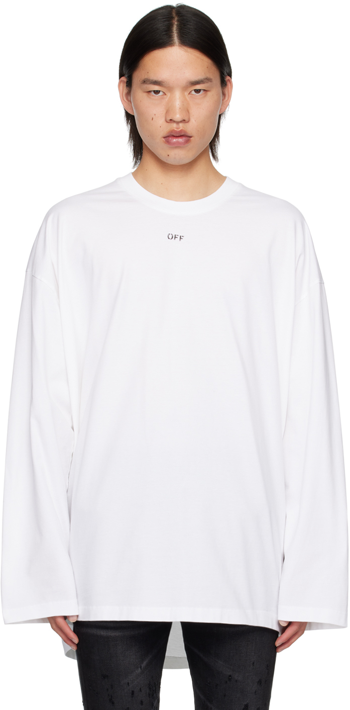 Shop Off-white White Off Stamp Long Sleeve T-shirt In White Black