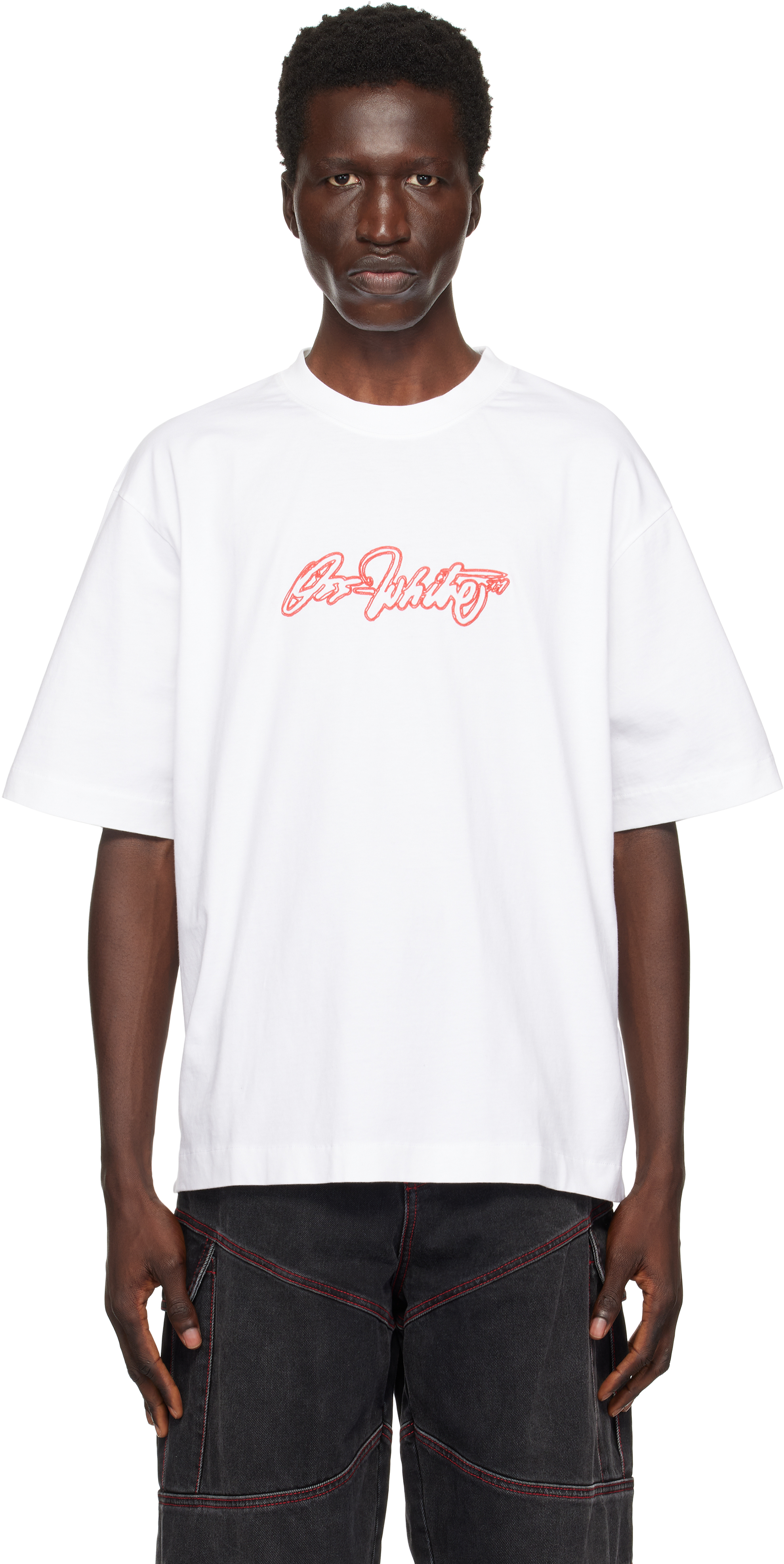 White Script Outline Skate T-shirt