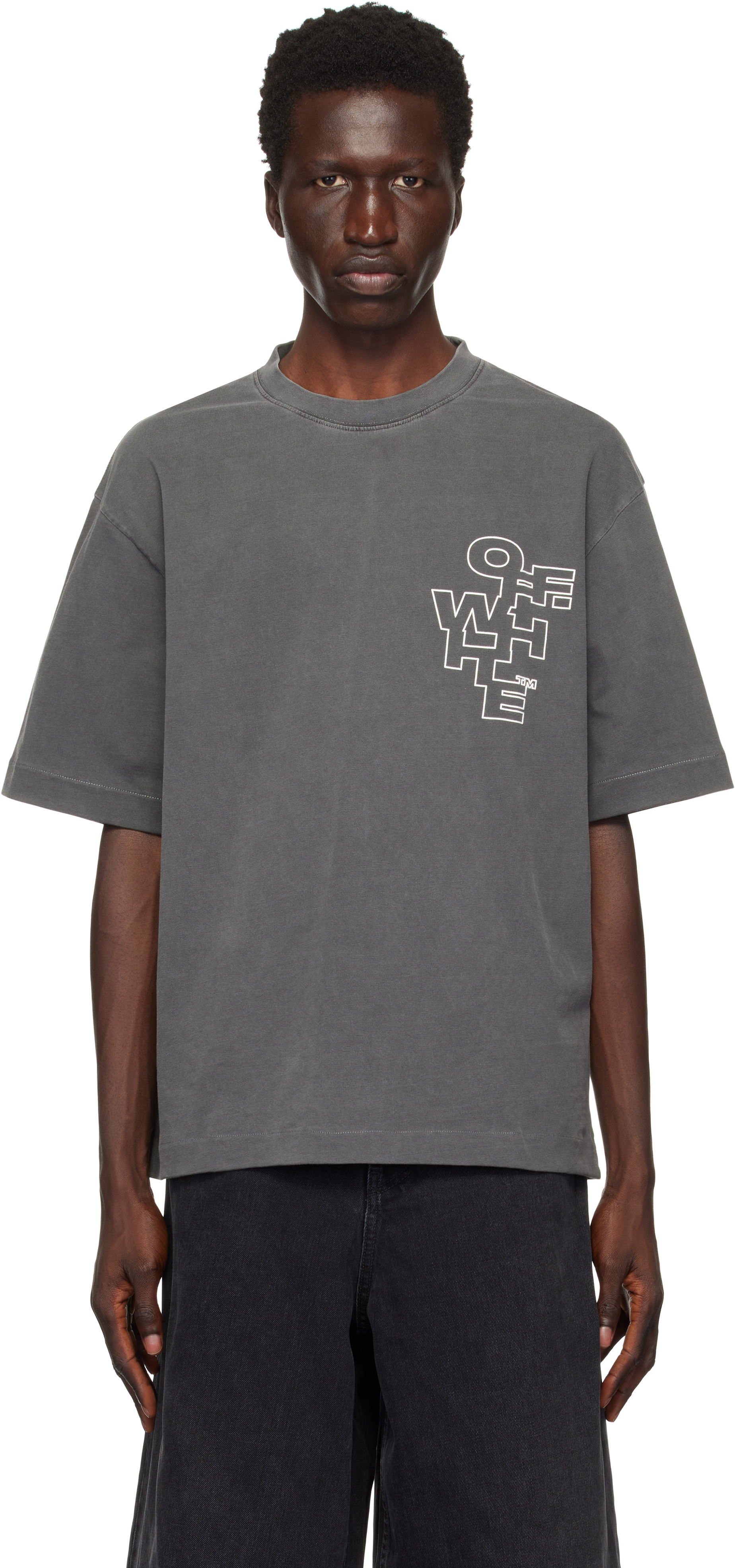 ★Off-White★ Outline Arrow Skate Short Sleeve T-Shirt Black Black Outline Arrow Skate T-shirt by Off-White on Sale