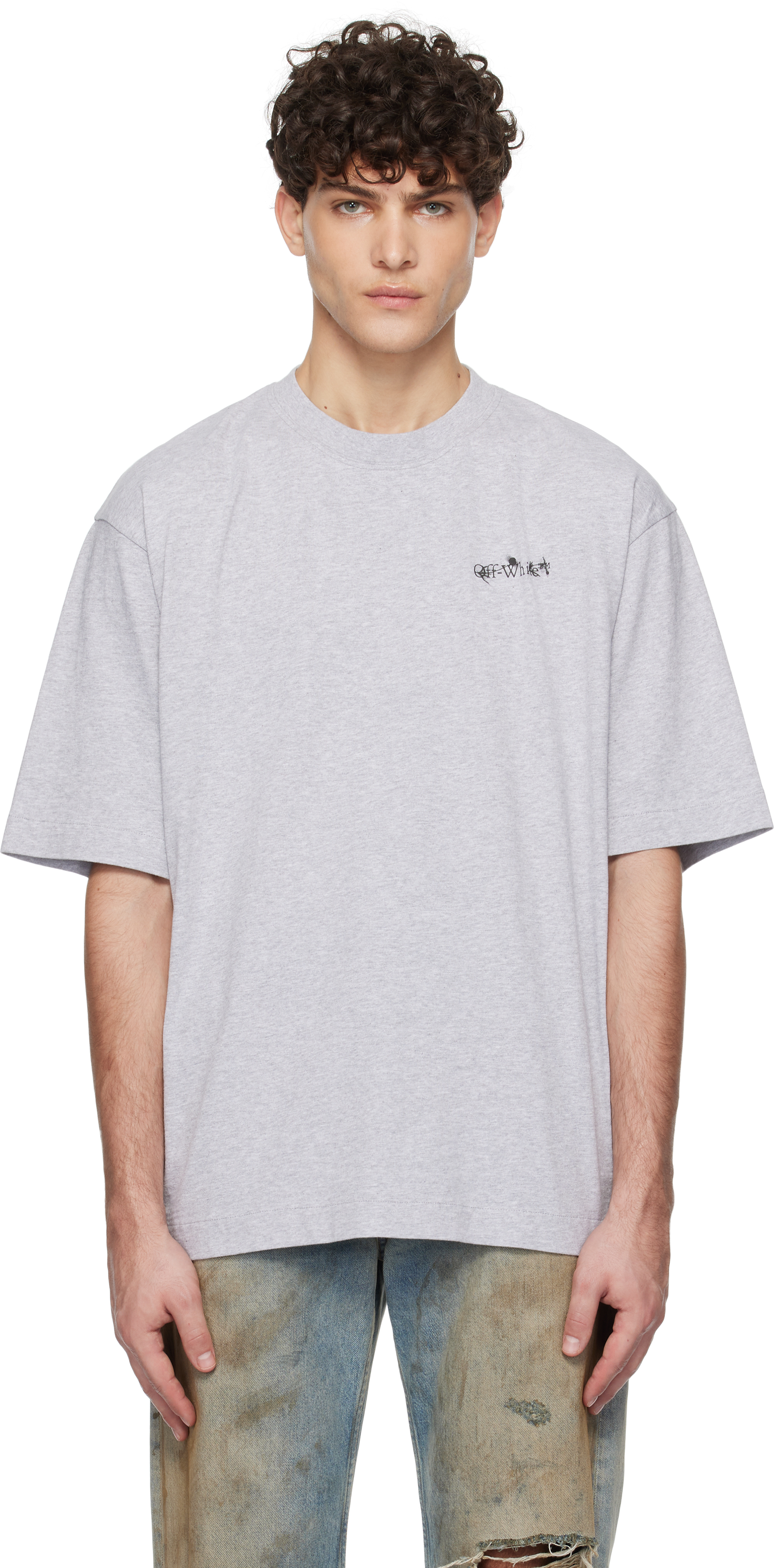 【関税込み】Off-White グレー フラワーアロー Skate Tシャツ Off-White Men's Flower Arrow Skate T-Shirt in Grey Off-White