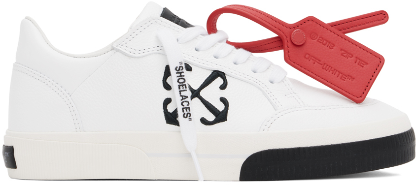 Shop Off-white White New Low Vulcanized Leather Sneakers In White Black