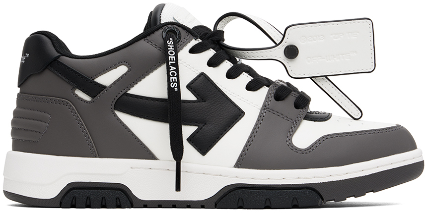 Shop Off-white White & Gray Out Of Office Sneakers In Dark Grey