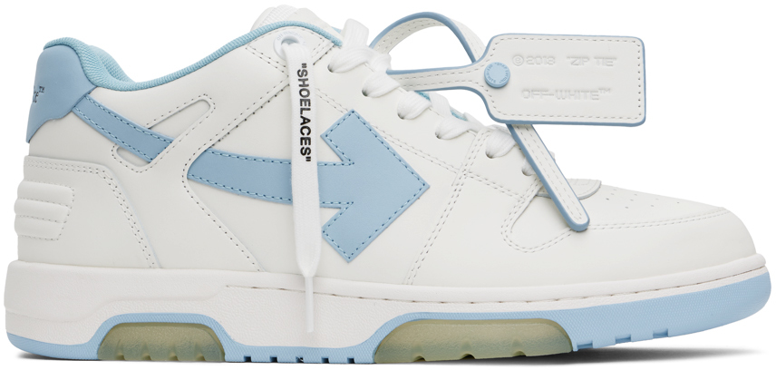 Shop Off-white White & Blue Out Of Office Leather Sneakers In White Light