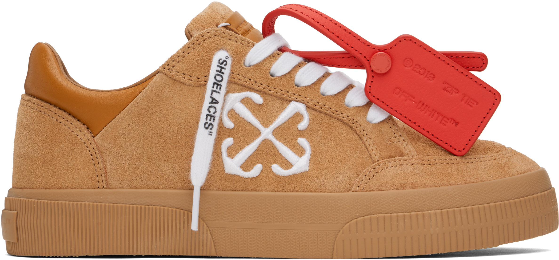 Beige Leather Vulcanized Sneakers