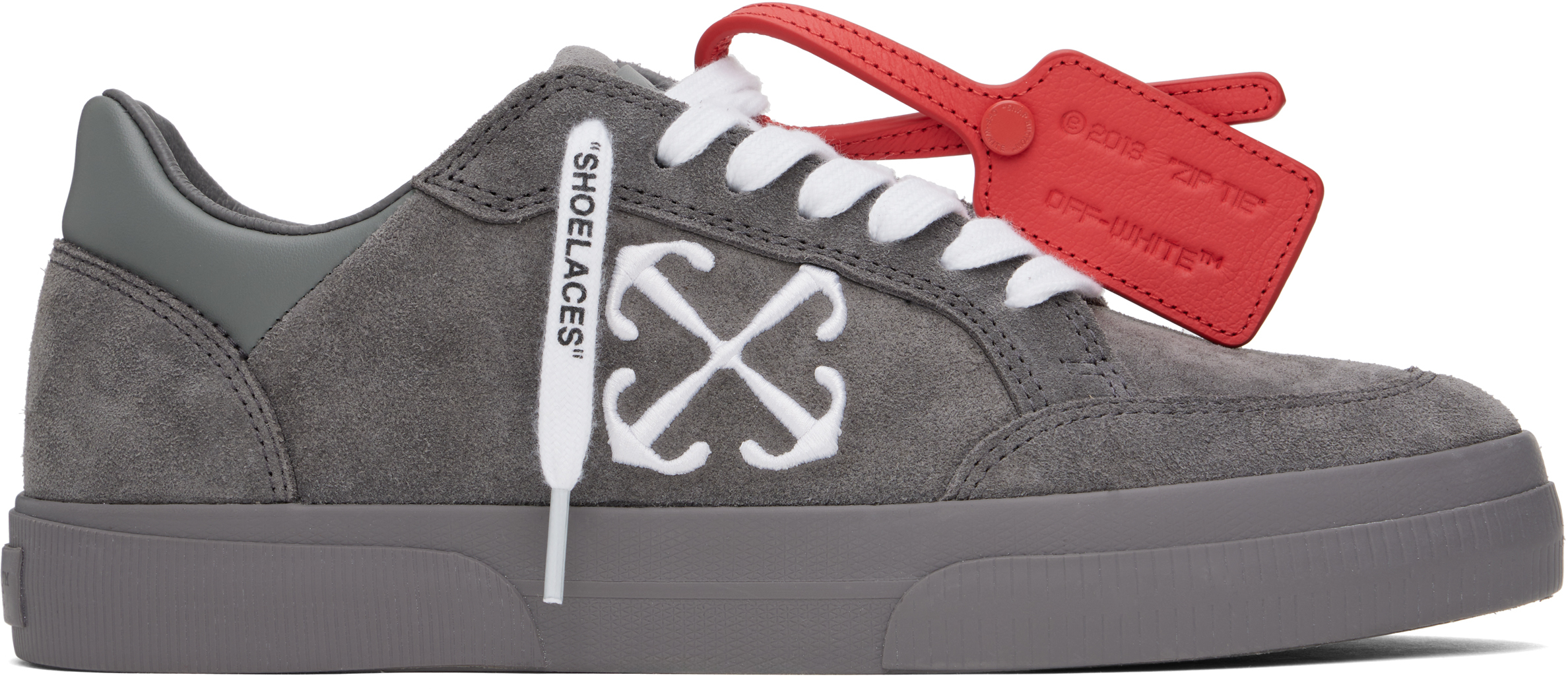 Gray Leather Vulcanized Sneakers