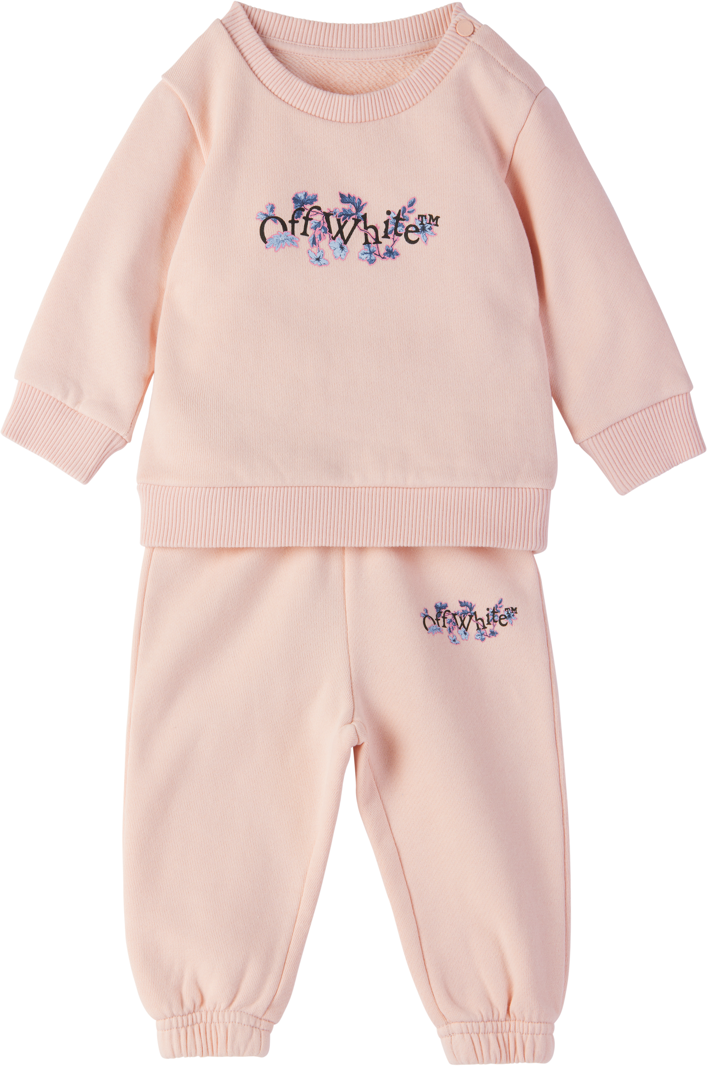 Off-white Baby Pink Bookish Flowers Sweatsuit