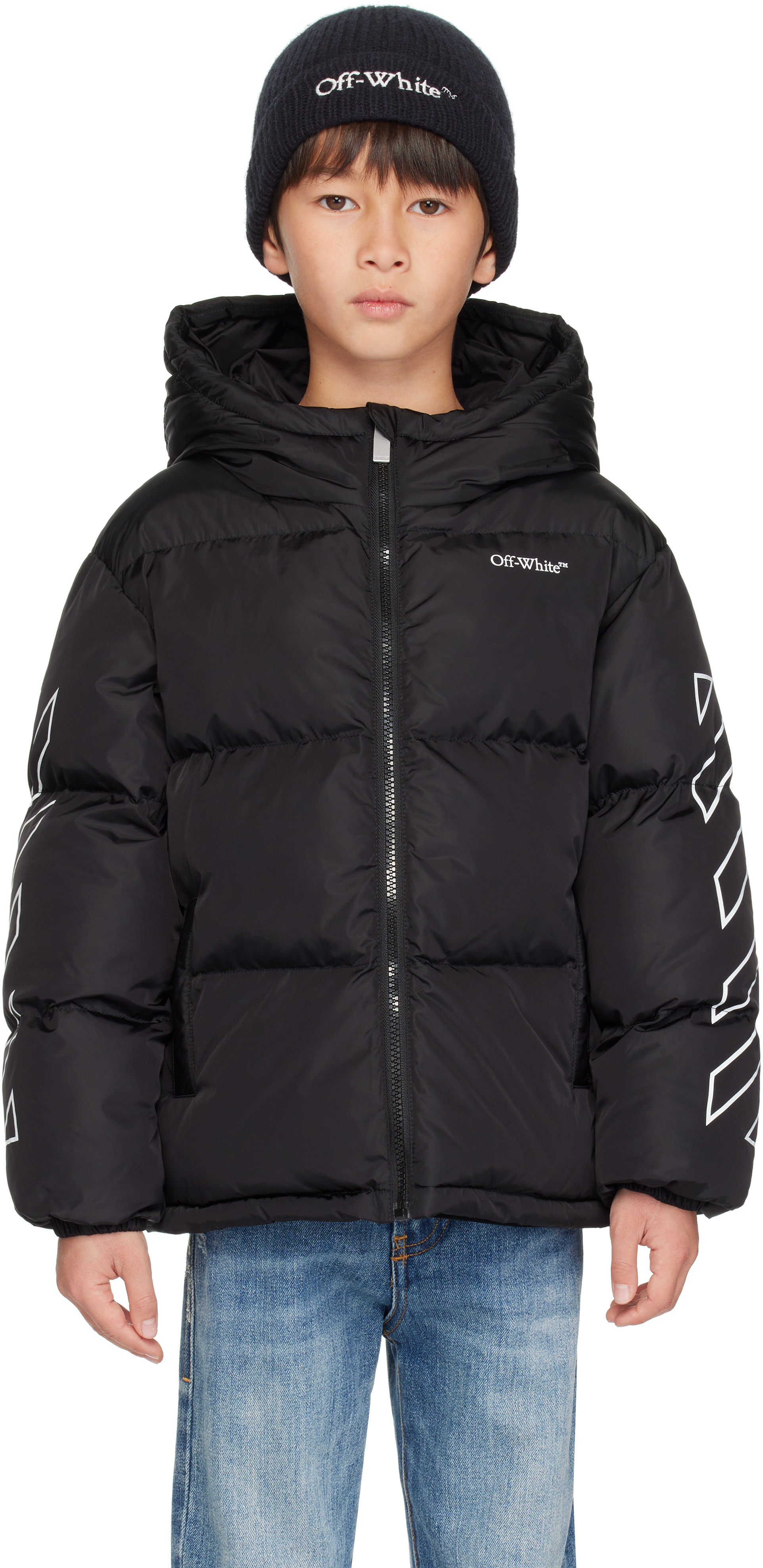 Off-white Jacket  Kids Kids Color Black In Black - White