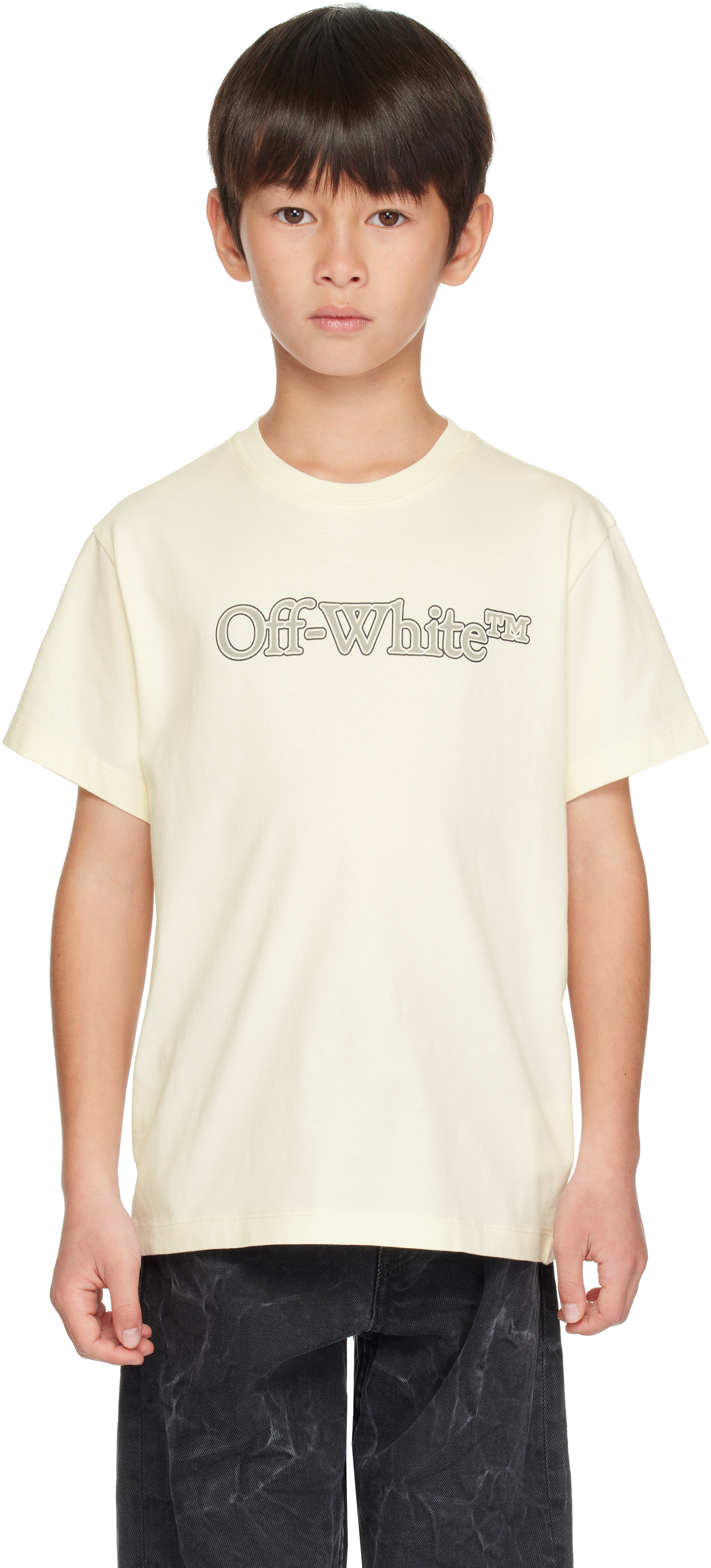 Off-white Kids  Big Bookish T-shirt In Off White - Reflecti