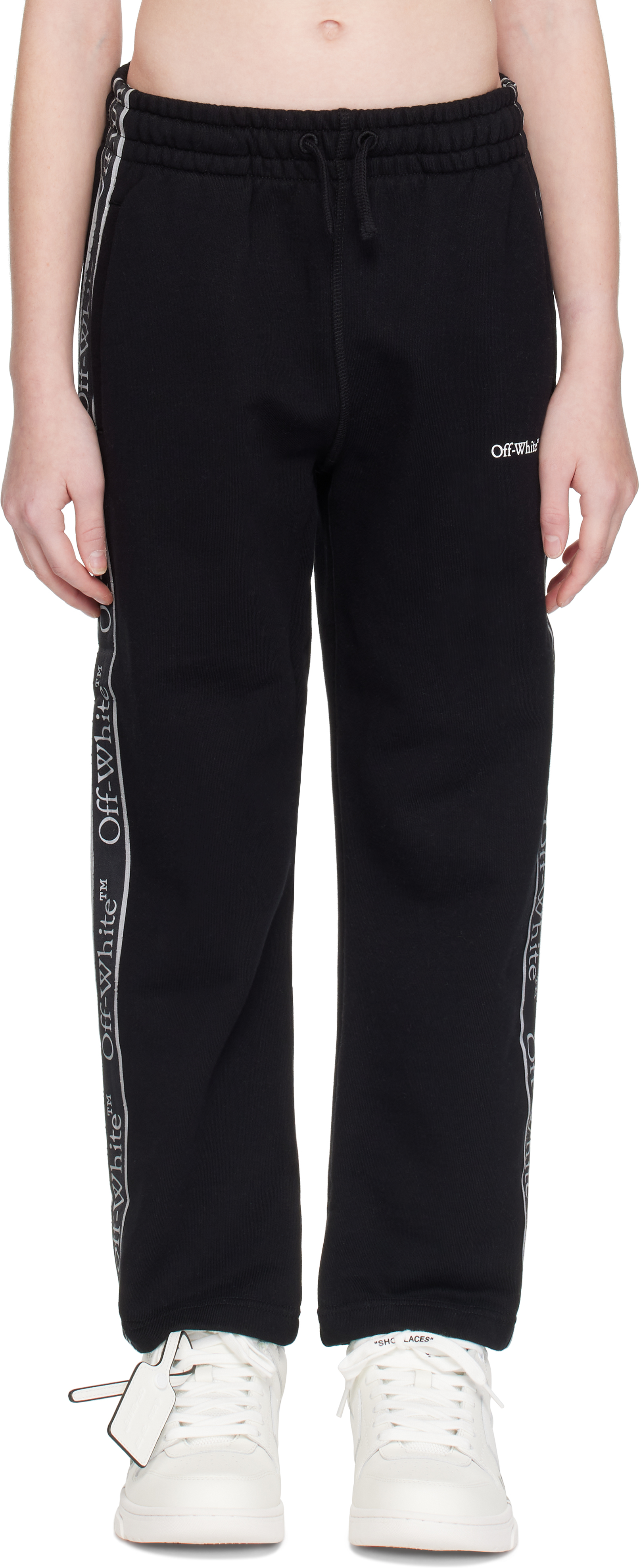 OFF-WHITE KIDS BLACK BOOKISH LOGO BAND SWEATPANTS 