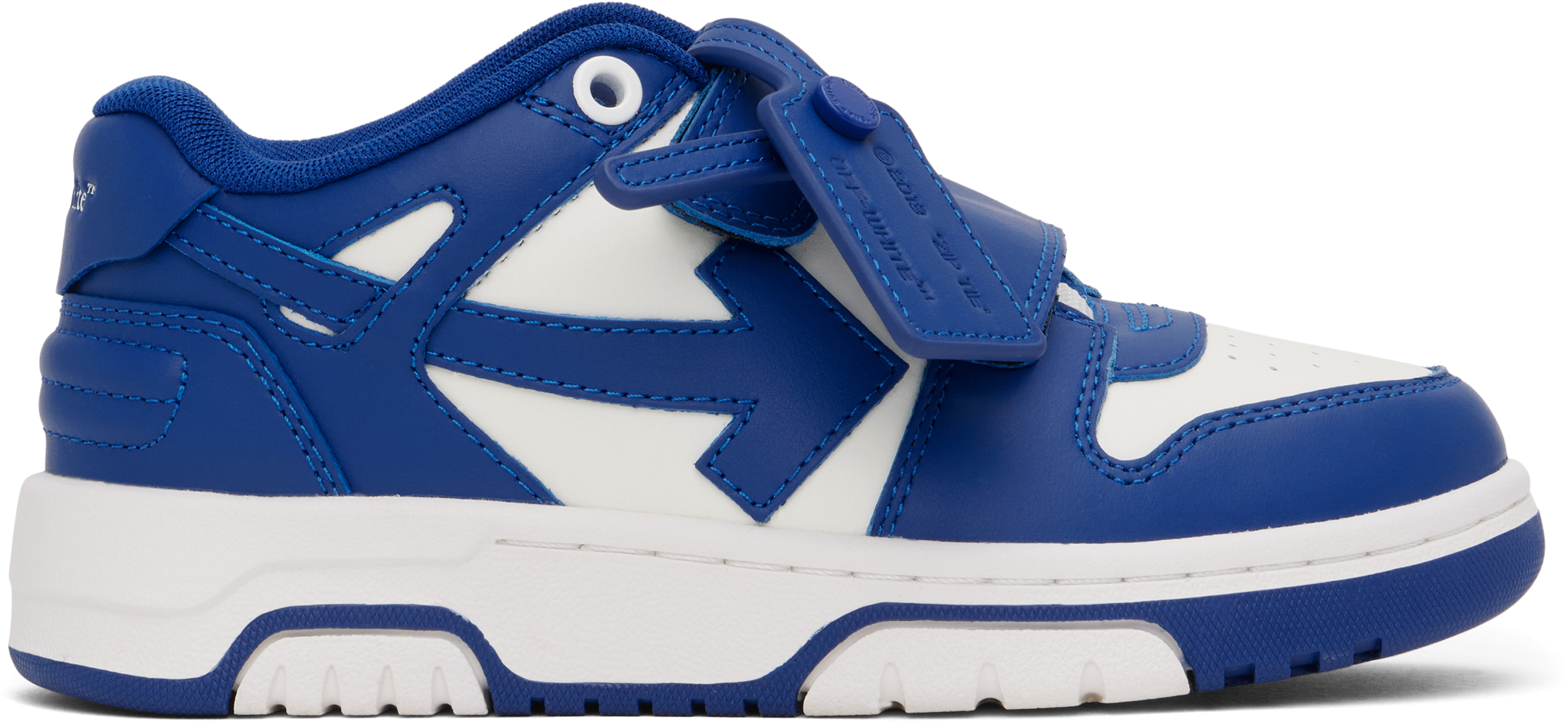 Off-white Kids White & Blue Out Of Office Straps Sneakers In White/blue