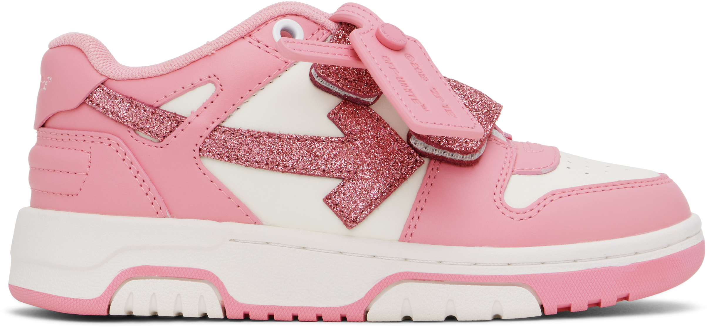 Off-white Kids White & Pink Out Of Office Straps Sneakers In White - Pink