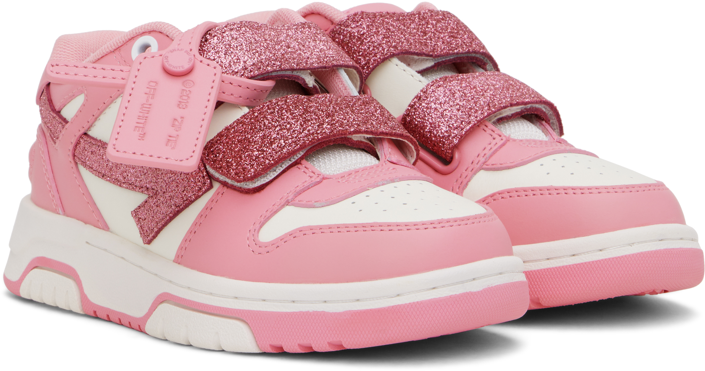 Off-white Kids White & Pink Out Of Office Straps Sneakers In White - Pink