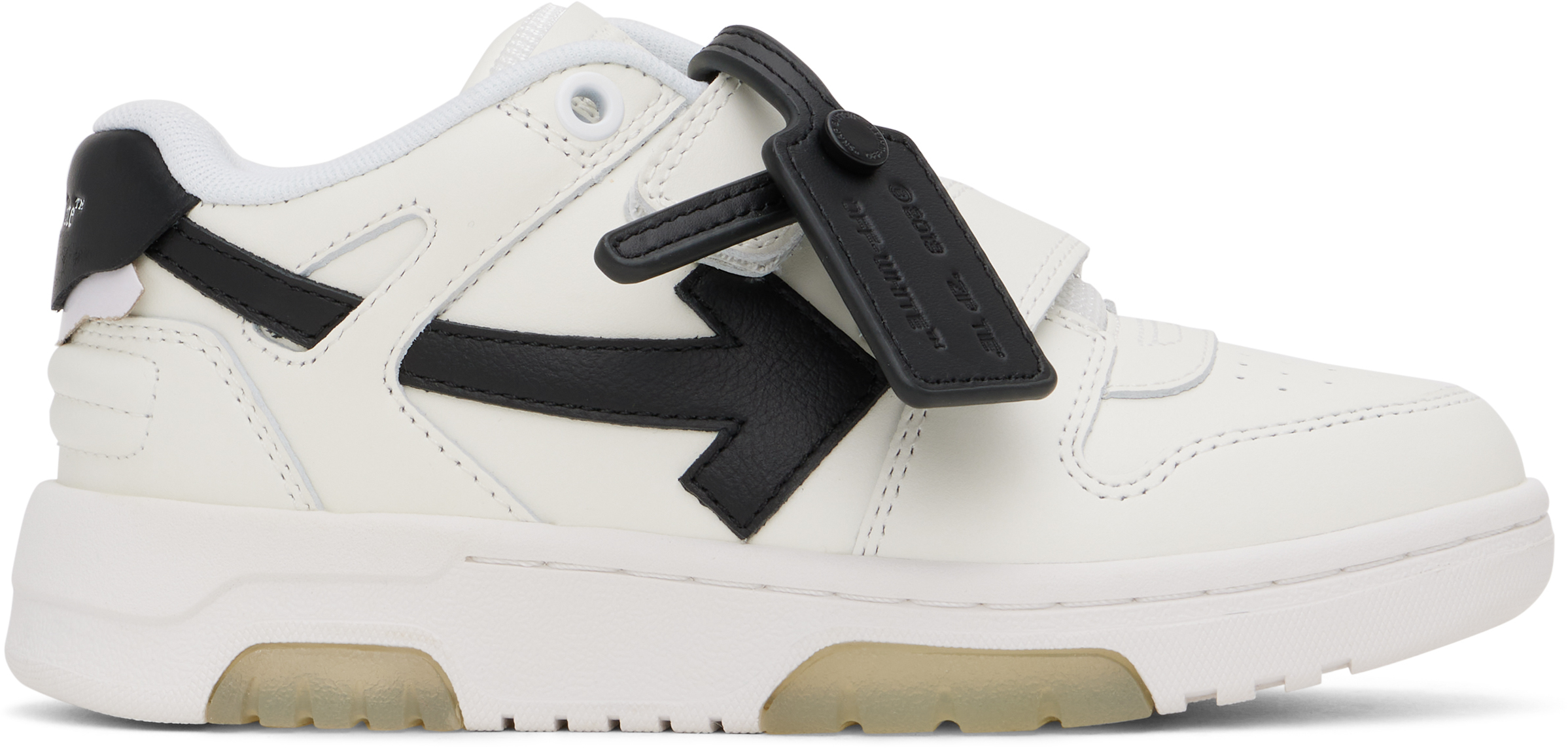 Off-white Kids Leather Out Of Office Straps Trainers In White - Black