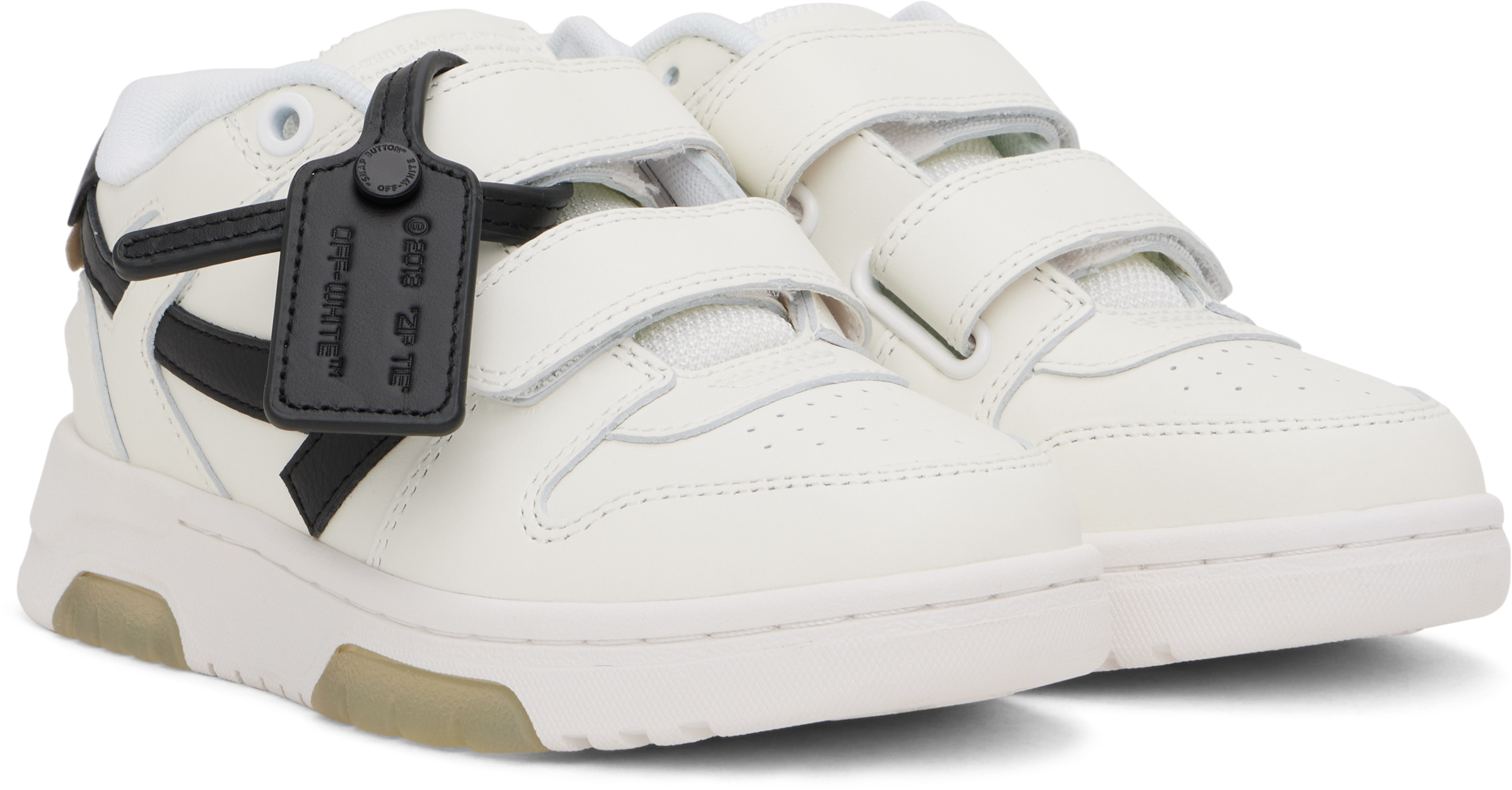 Off-white Kids Leather Out Of Office Straps Trainers In White - Black