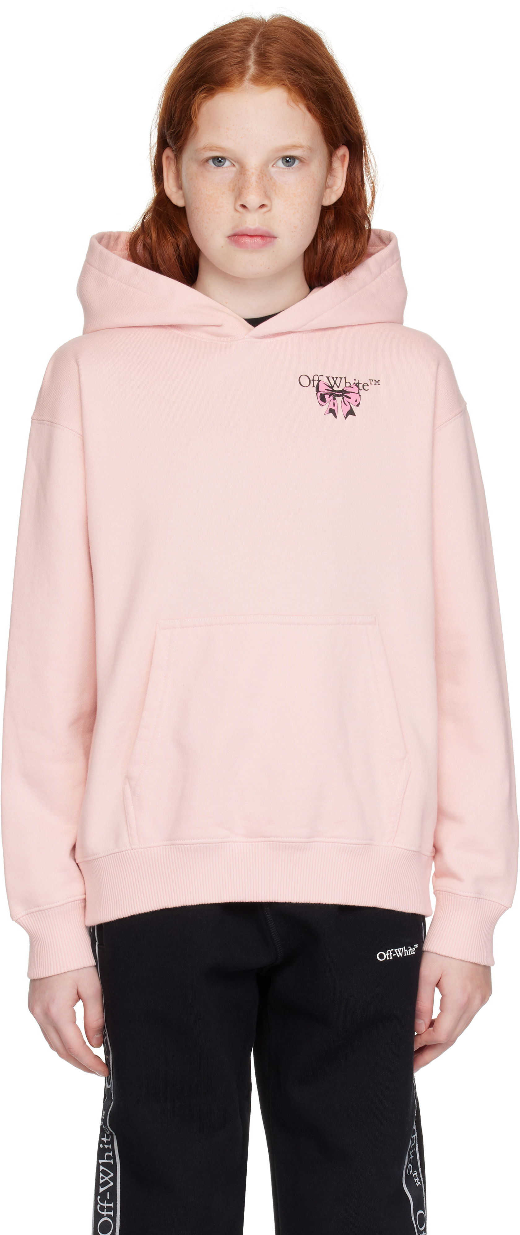 Pink and white off white hoodie on sale