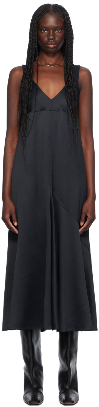 Shop Studio Nicholson Navy Wylie Maxi Dress In Black Ink