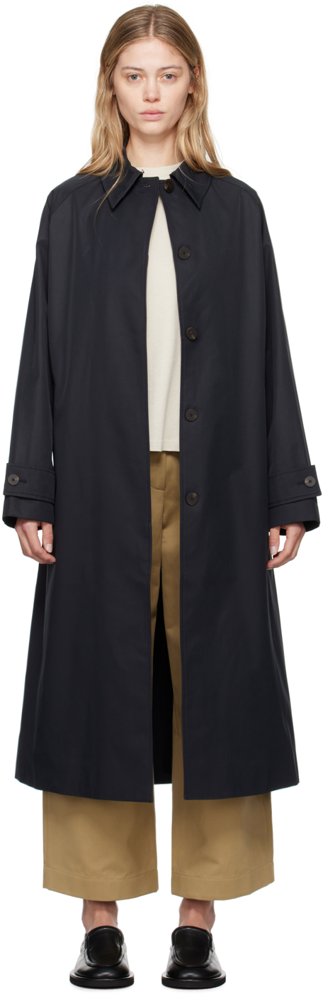 Shop Studio Nicholson Navy Holin Coat In Dark Navy