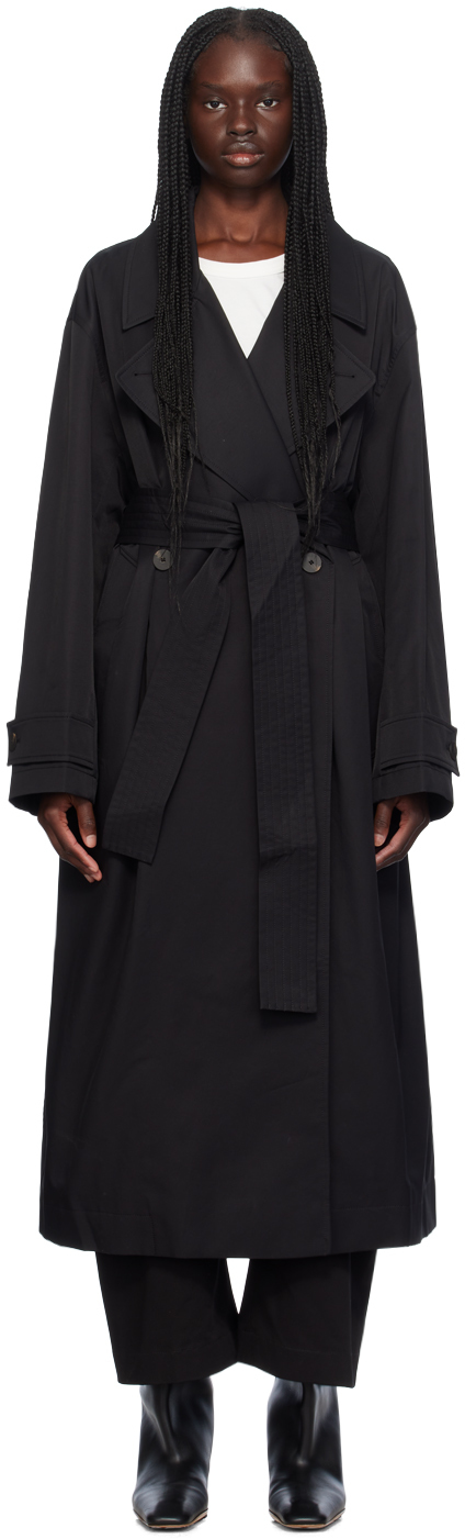 Shop Studio Nicholson Black Mawer Trench Coat In Black Grape