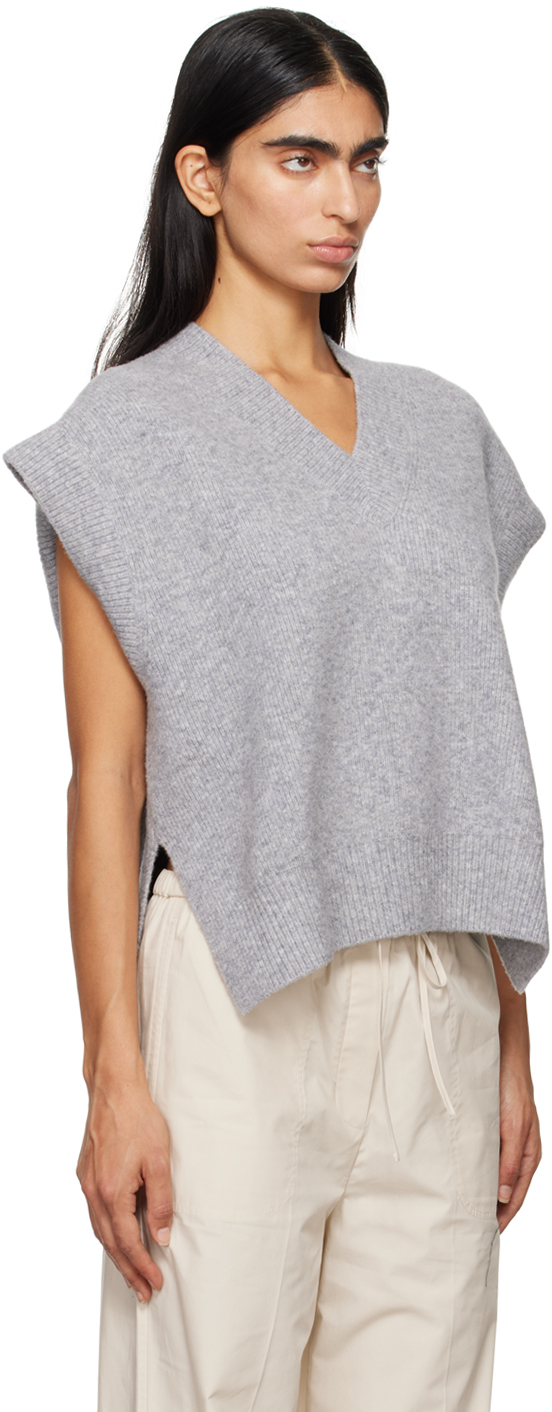 Studio Nicholson Gray Poros Vest In Grey Melange