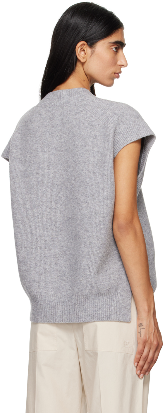 Studio Nicholson Gray Poros Vest In Grey Melange