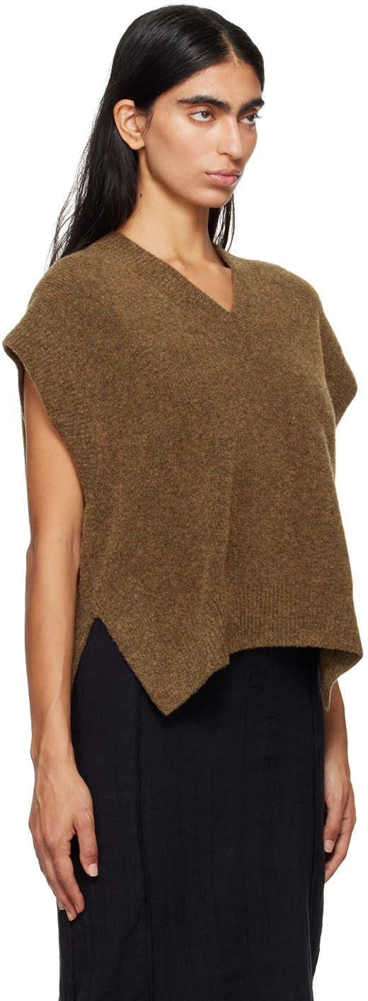 Studio Nicholson Brown Poros Vest In Nutmeg