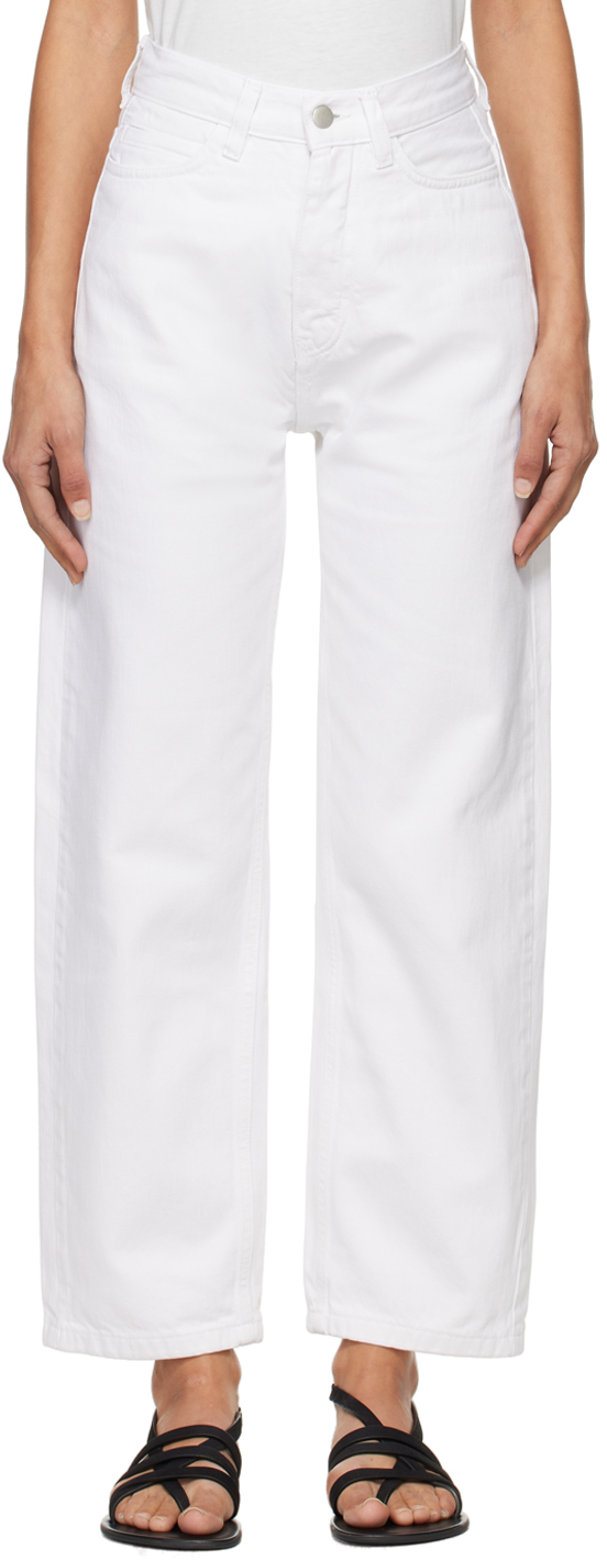 Shop Studio Nicholson White Ruthe Jeans In Parchment