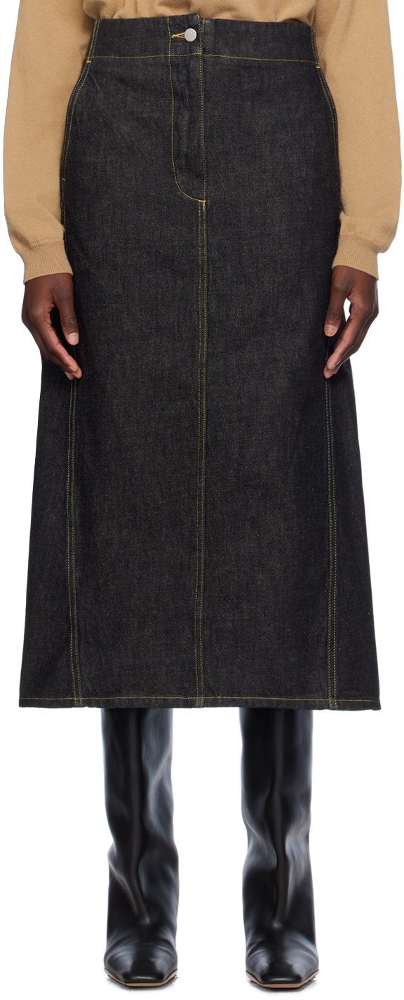 Blue Garner Denim Midi Skirt