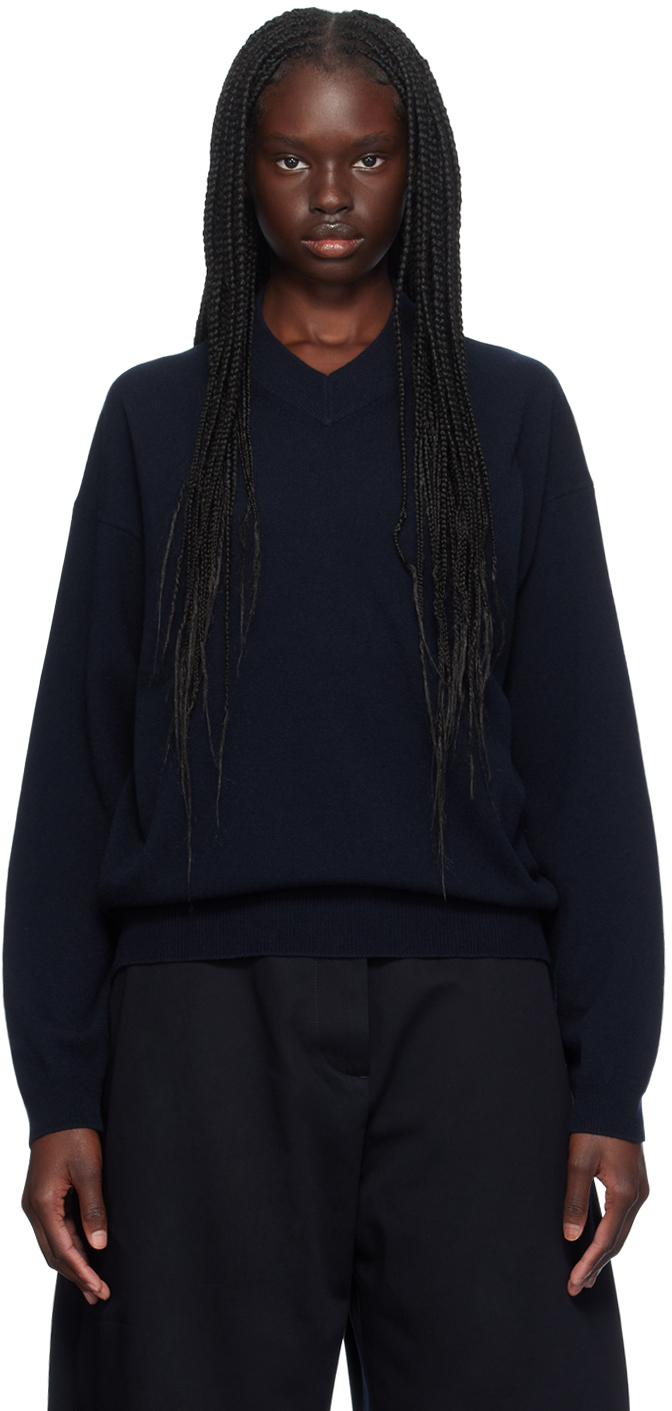 Shop Studio Nicholson Navy Fiore Sweater In Darkest Navy