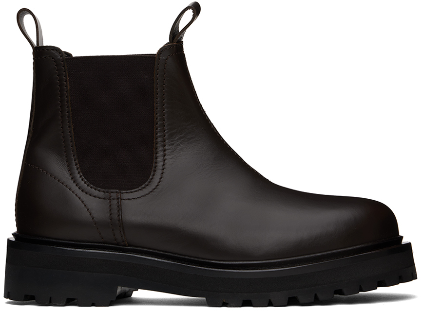 Shop Studio Nicholson Brown Kick Chelsea Boots In Caffe