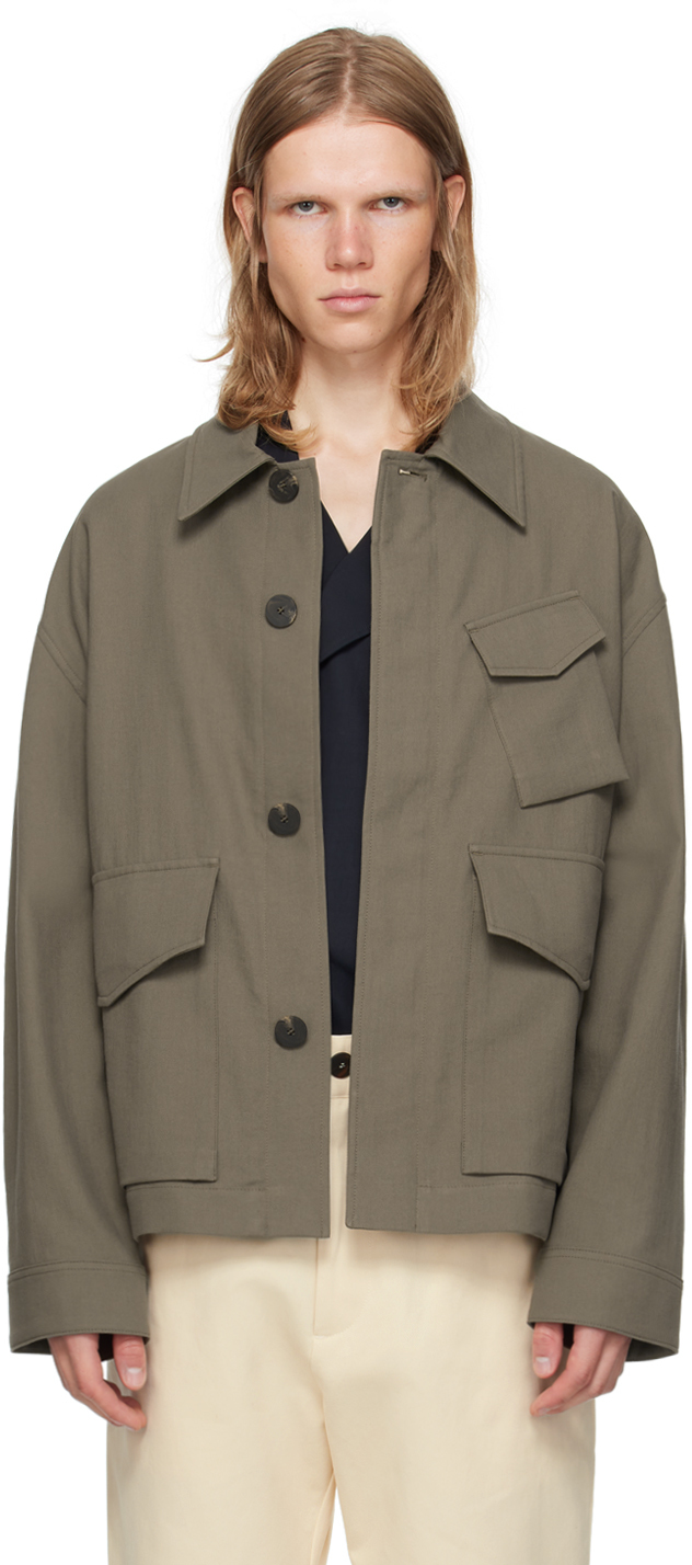 Shop Studio Nicholson Taupe Nate Jacket In Fossil