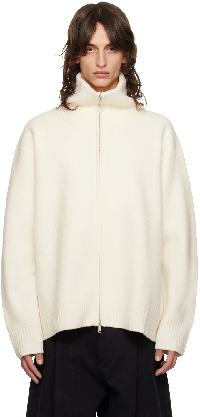 Shop Studio Nicholson Off-white Boiled Wool Sweater In Dove