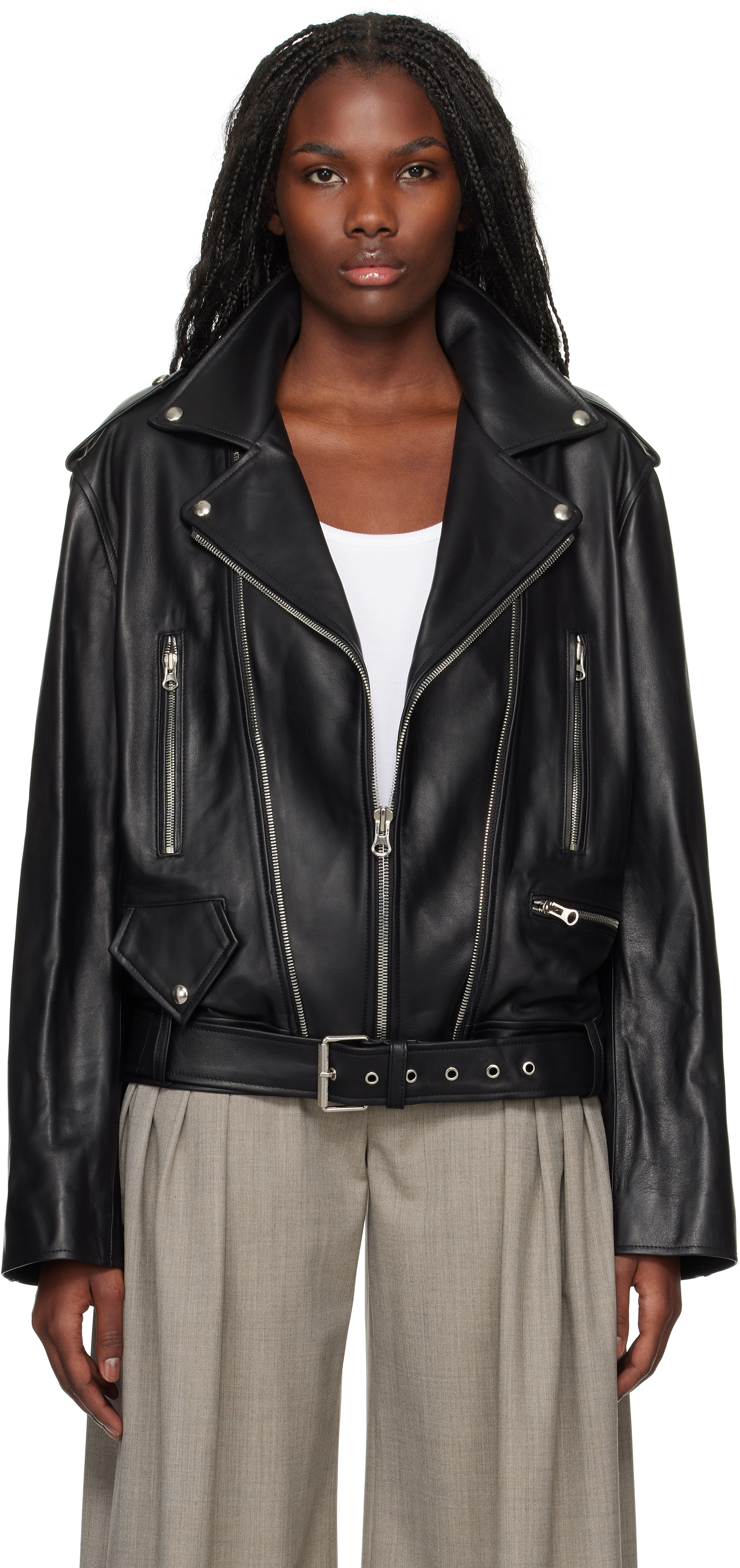 Kimhēkim Black Biker Leather Jacket