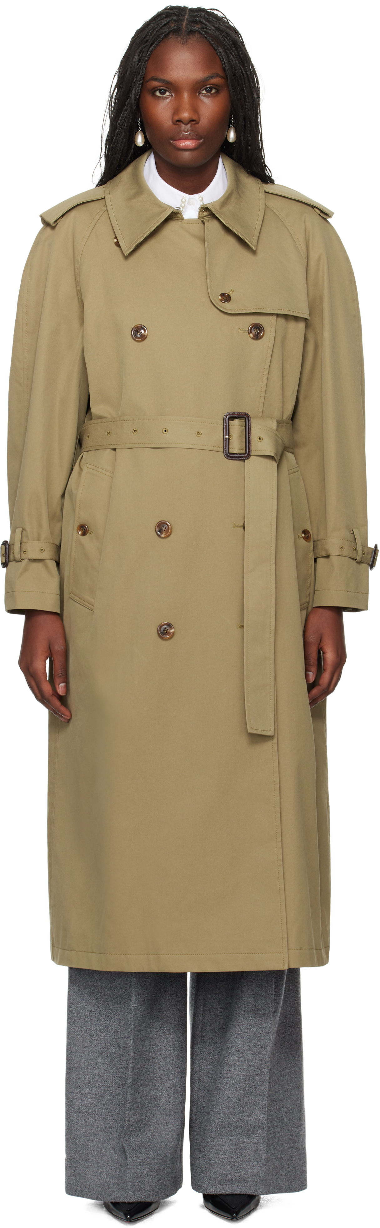 Shop Kimhēkim Khaki Classic Trench Coat In Olive Green