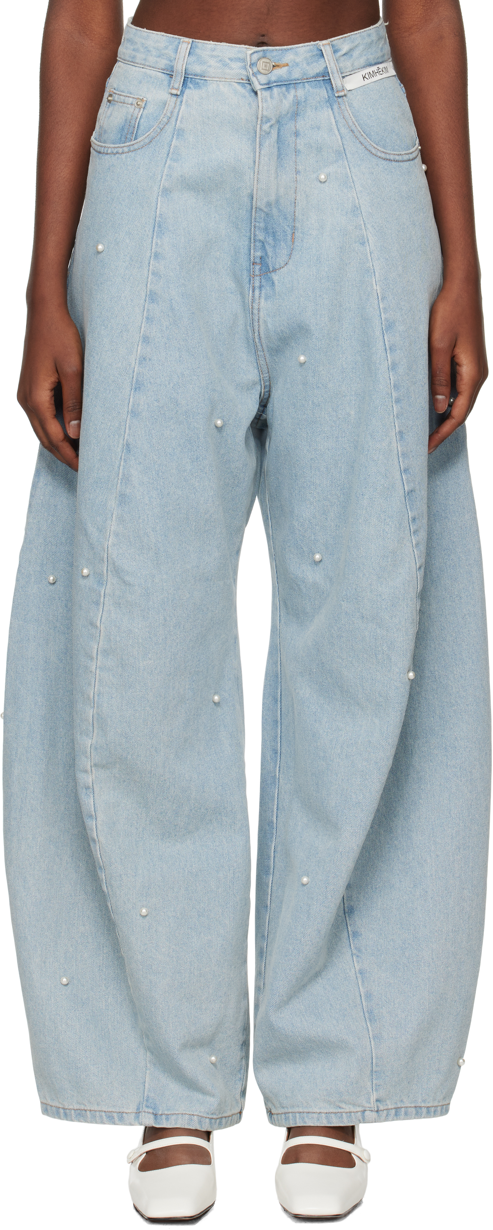 KIMHĒKIM Blue Pearl Embellished Balloon Fit Jeans