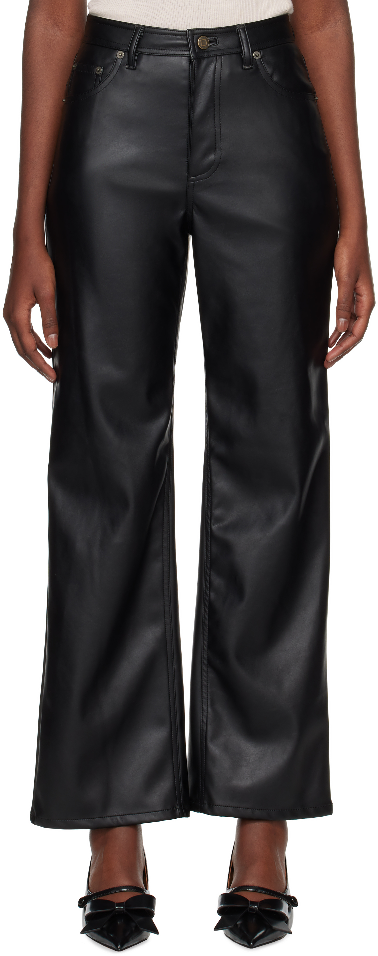 KIMHĒKIM Black Label Wide Fit Faux-Leather Pants