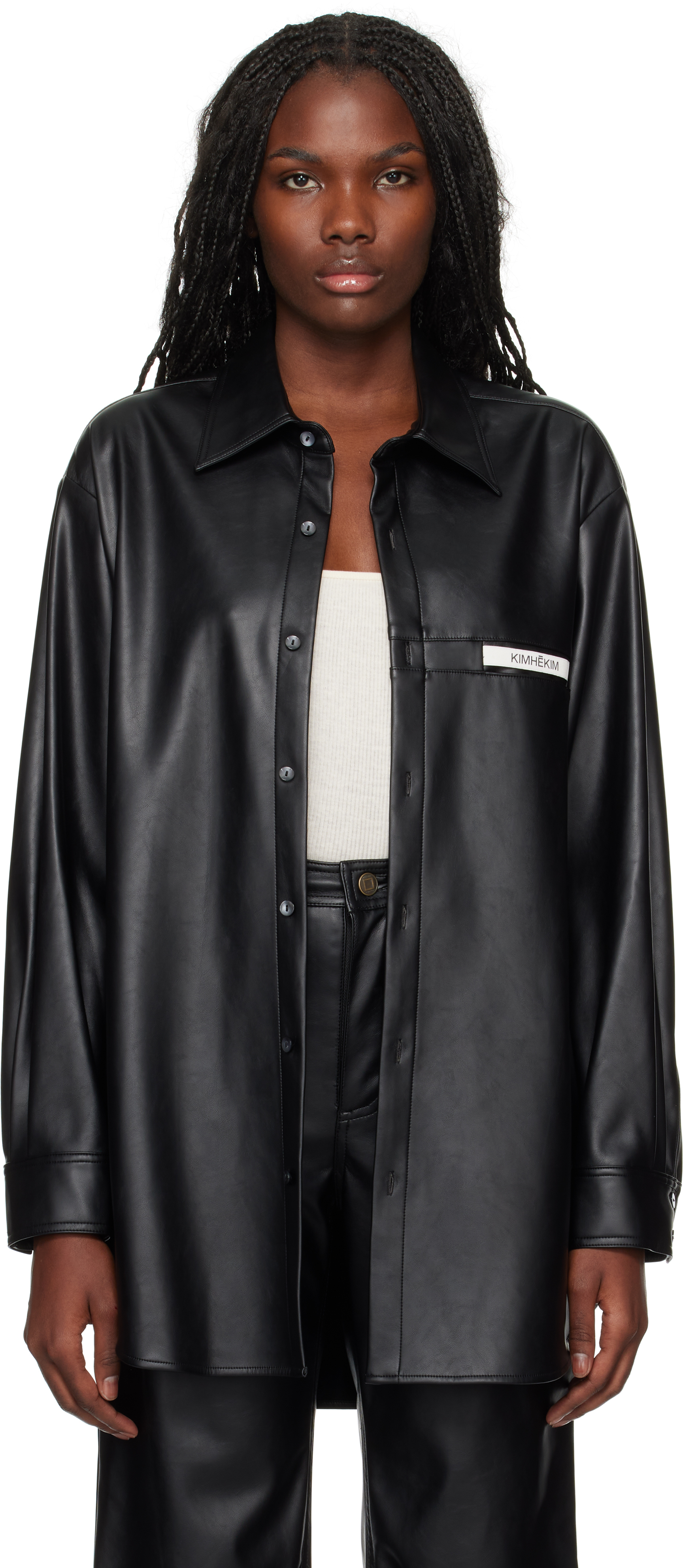 Kimhēkim Black Label Faux-leather Shirt