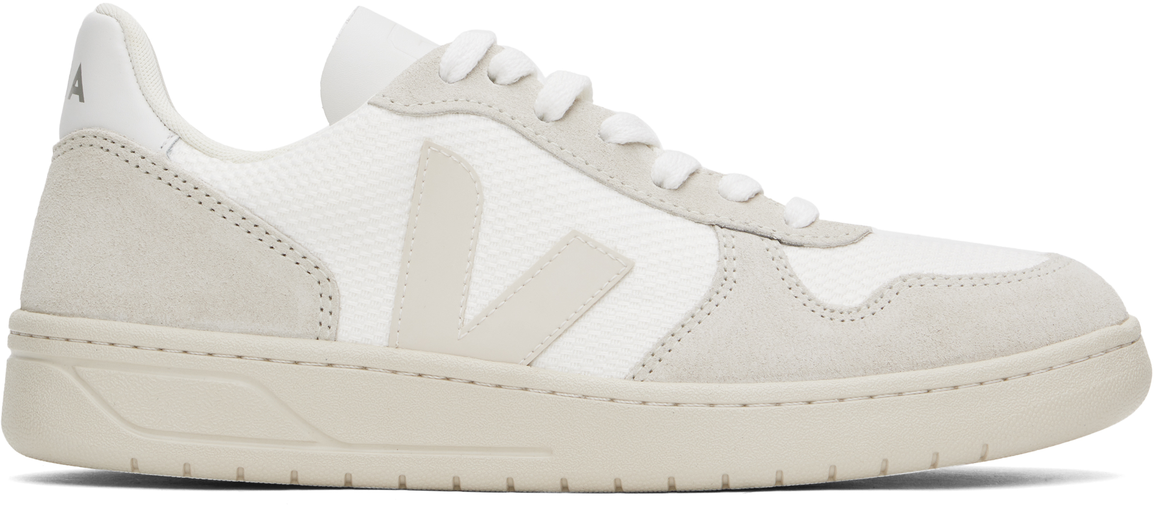 Veja White V-10 B-mesh Low Top Sneakers In Wht Natrual Pierre