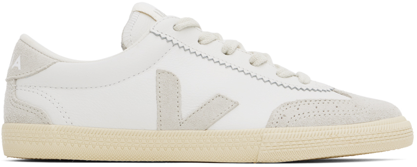 Shop Veja White & Gray Volley Leather Sneakers In Wht Natural