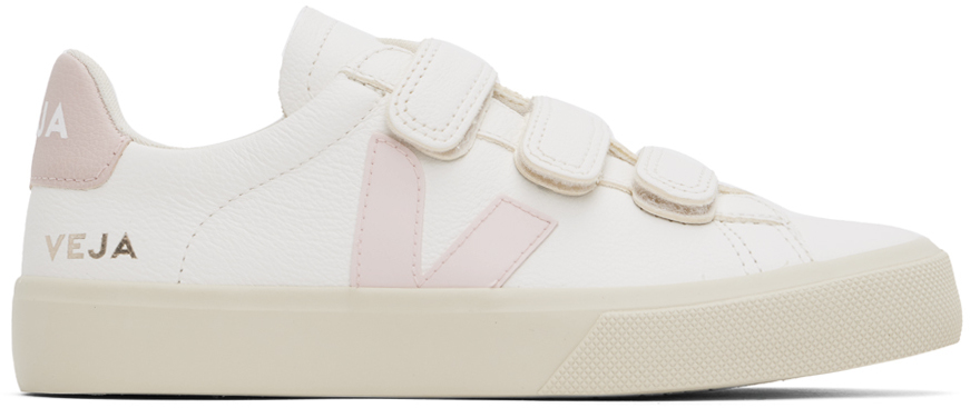 Shop Veja White & Pink Recife Leather Sneakers In Xtra Wht Petal