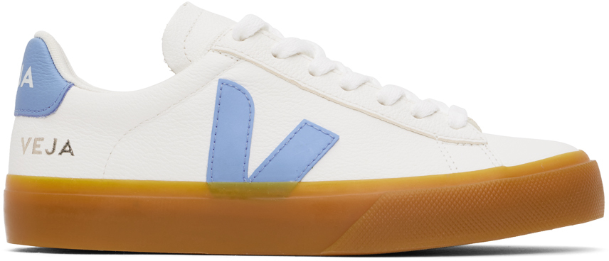 Shop Veja White & Blue Campo Leather Sneakers In Xtra Wht Aqua