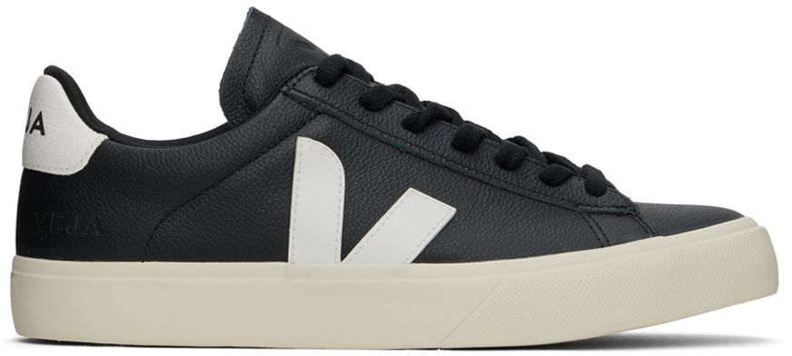 VEJA BLACK CAMPO LEATHER SNEAKERS 