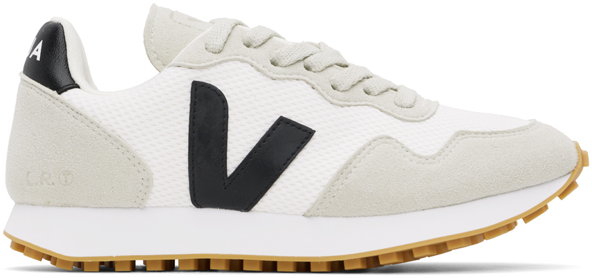 Veja Mixed Leather Trainer Sneakers In White_black_natural