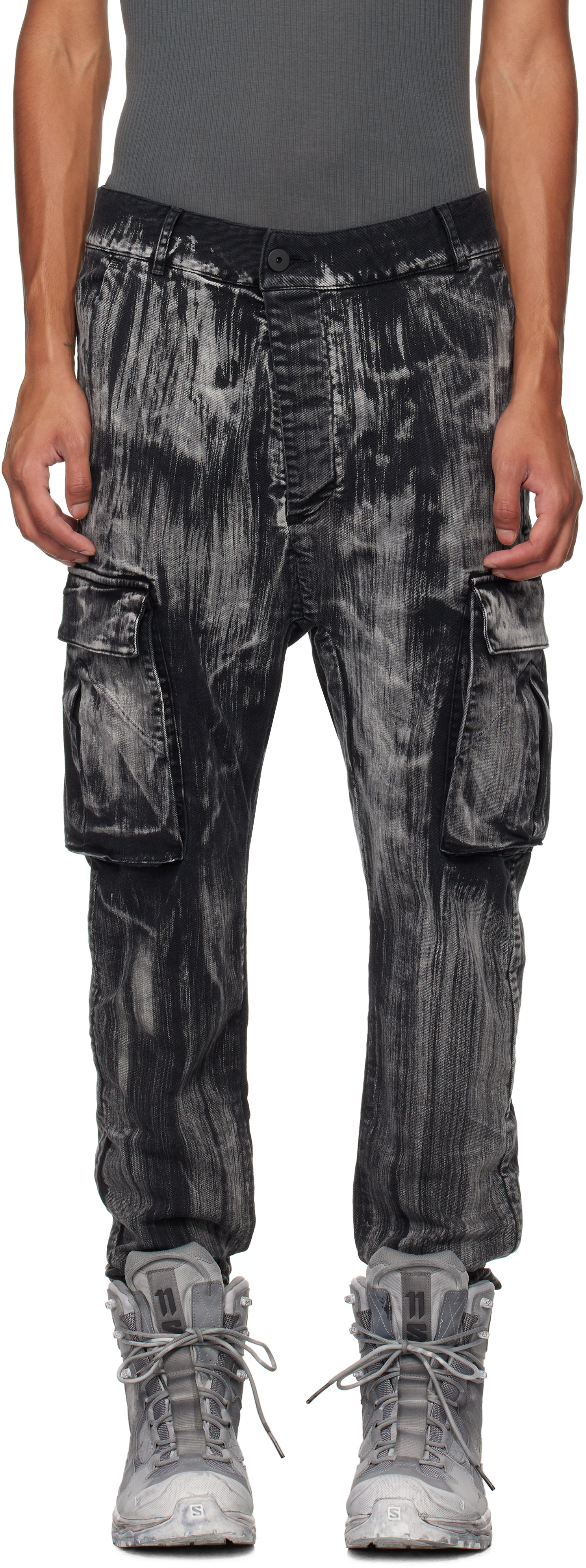 Black P21B Denim Cargo Pants