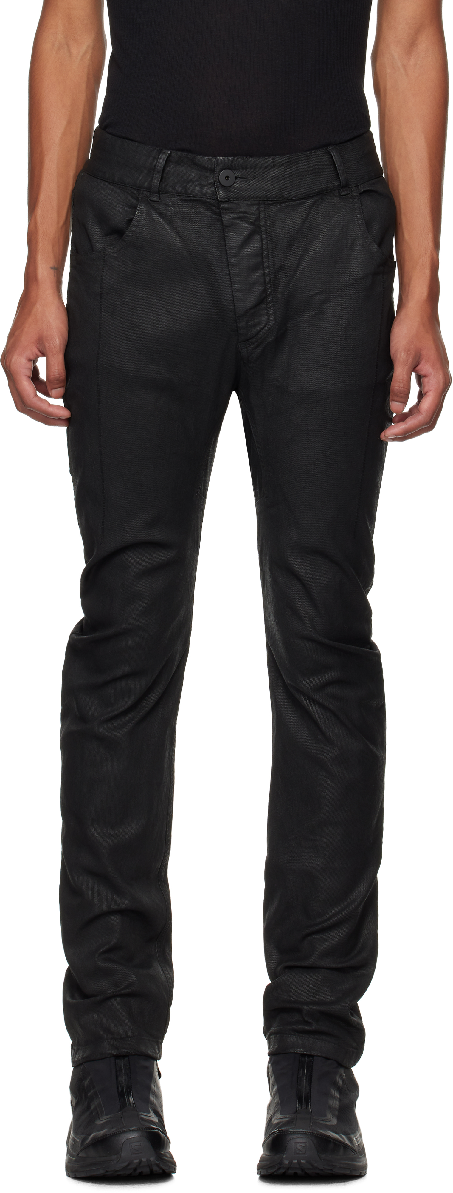 11 By Boris Bidjan Saberi パンツ XS BORIS BIDJAN SABERI TIGHT FIT PANTS / VINYL COATED & NICKEL