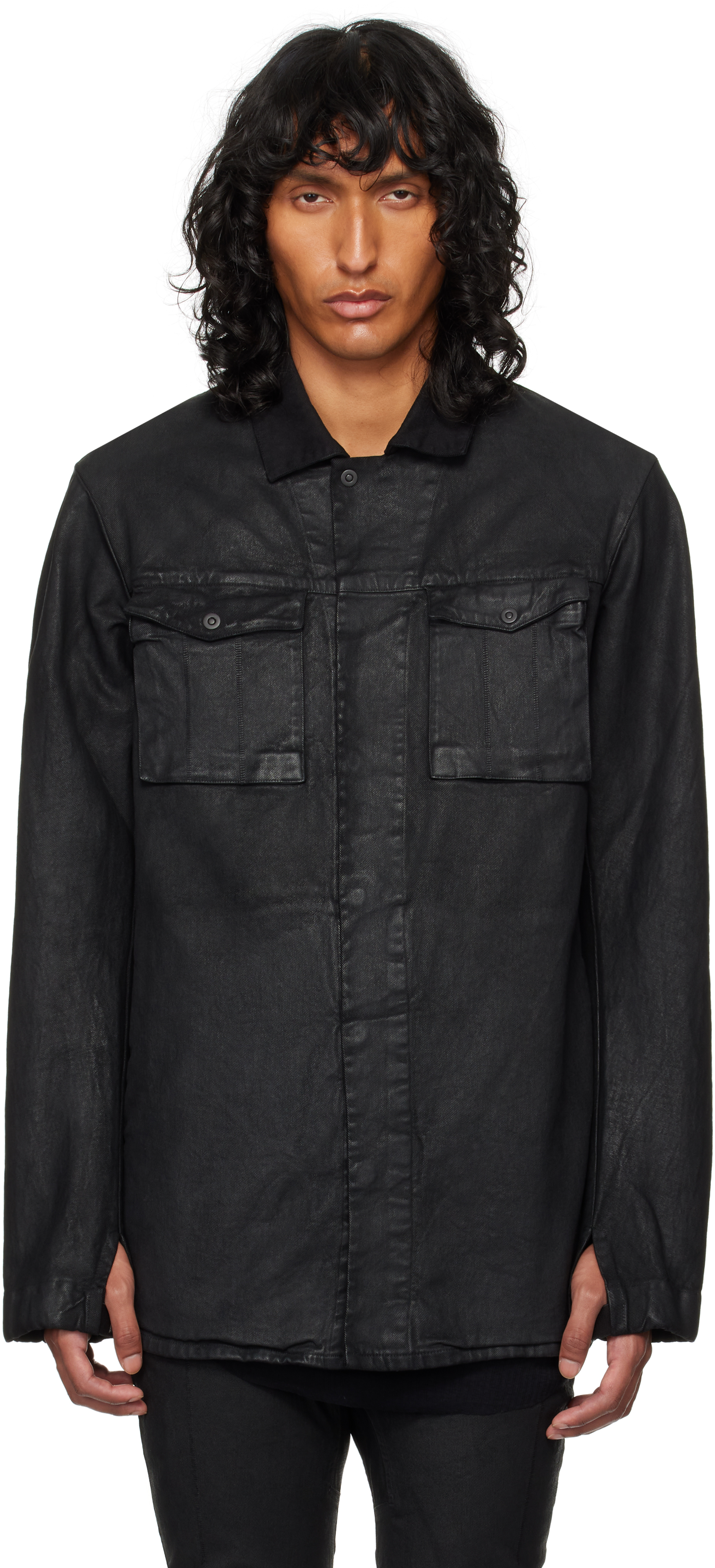 Shop 11 By Boris Bidjan Saberi Black S1b Denim Shirt In Black Coated