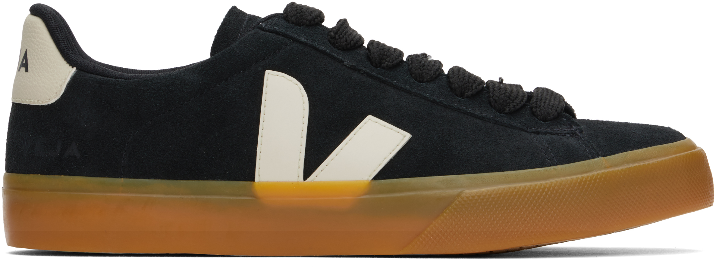 Shop Veja Black Campo Bold Suede Sneakers In Black_pierre