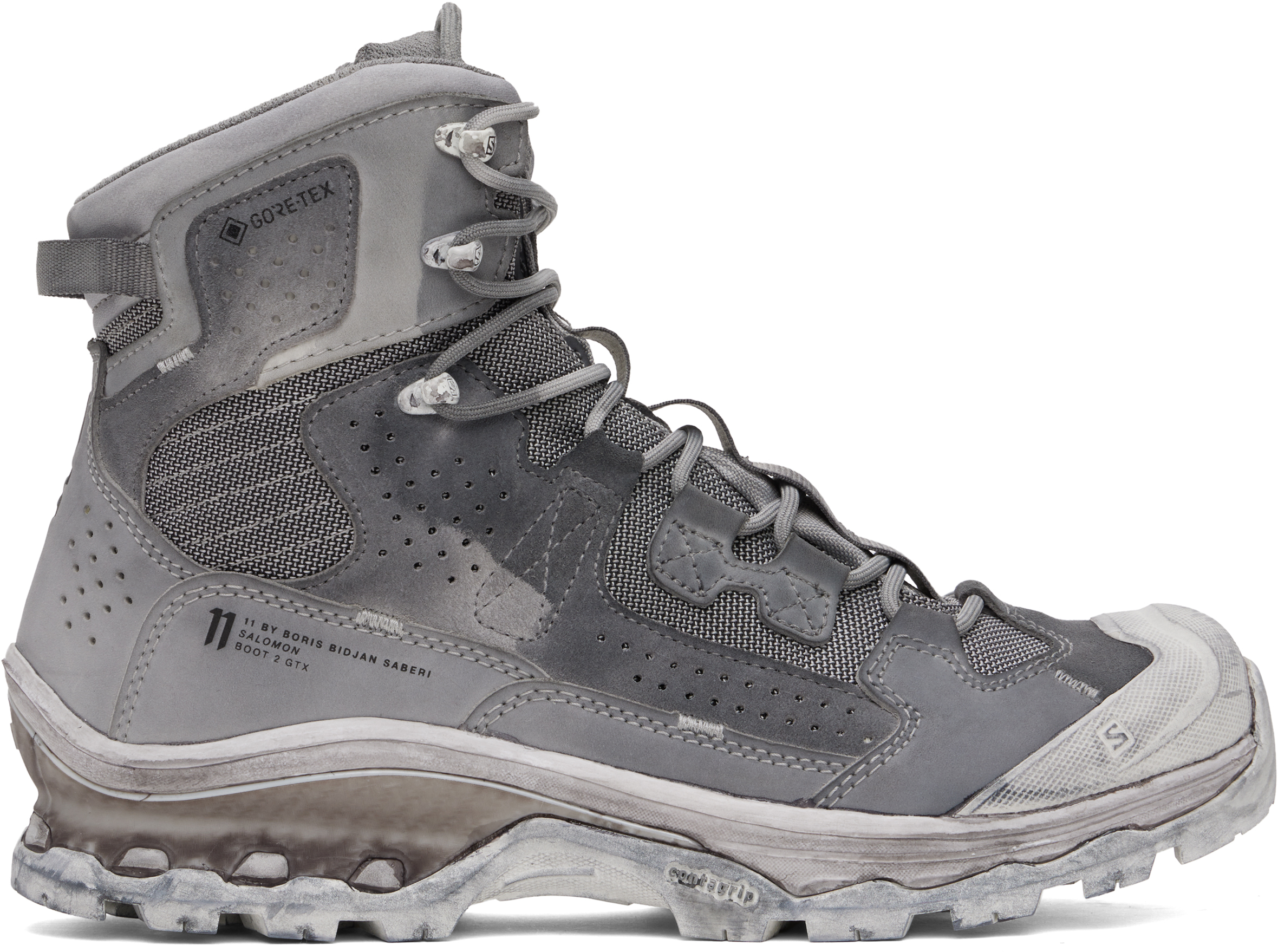 Shop 11 By Boris Bidjan Saberi Gray Salomon Edition 2 Gtx Boots In Light Grey