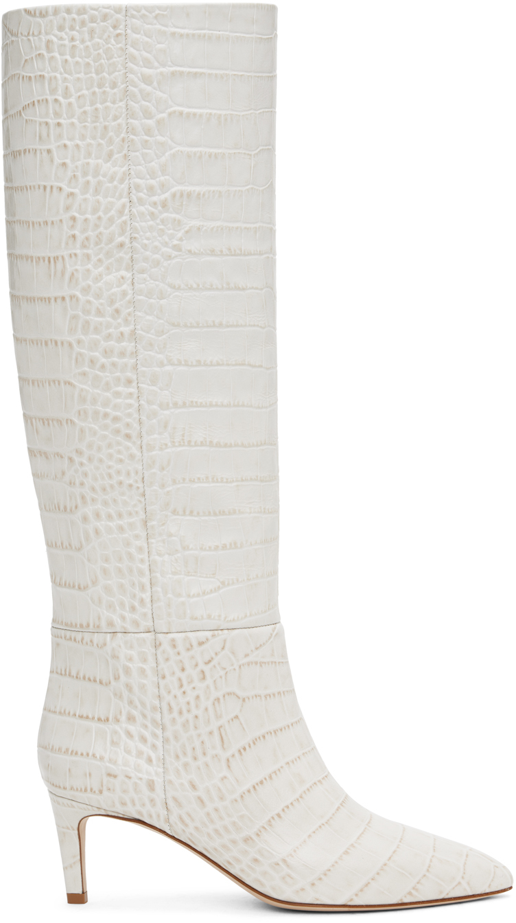 Shop Paris Texas Off-white Stiletto 60 Tall Boots In Bone China