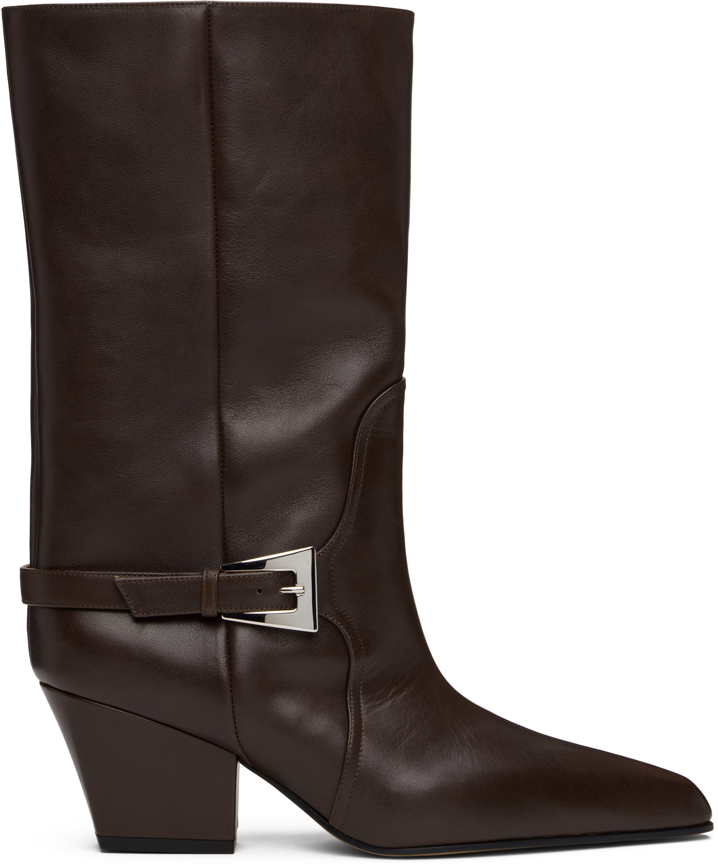 Shop Paris Texas Brown Jane Buckle Midcalf 60 Boots In Mocha