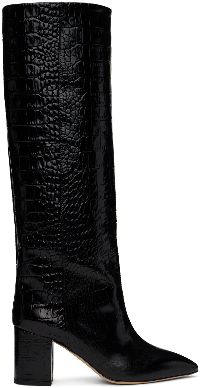 Shop Paris Texas Black Anja 70 Tall Boots In Carbone